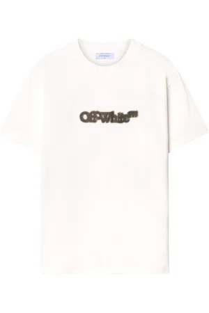 OFF-WHITE Tops, Heren, Wit, S, Katoen, Witte Geribbelde Tee voor Mannen
