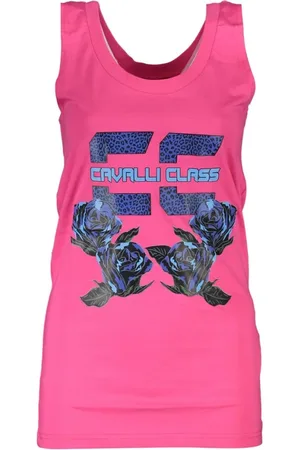 Roberto Cavalli Tops, Dames, Roze, S, Katoen, Roze Katoenen Dames Tank Top