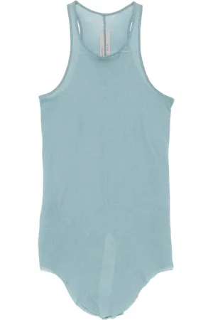 Rick Owens Tops, Dames, Blauw, M, Katoen, Rib Tank Top Mondwater