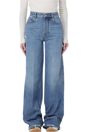 Bottega Veneta Jeans, Dames, Blauw, S, Katoen, Klassieke Blauwe Wide Leg Jeans