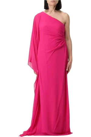 Max Mara Kleedjes, Dames, Roze, S, Chiffon, Fuchsia Draped Maxi Jurk