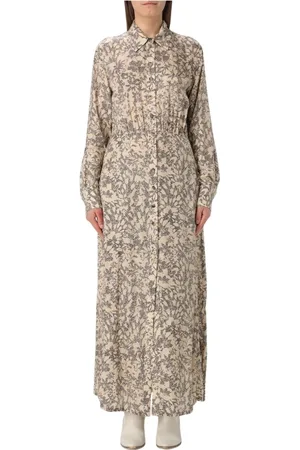 Golden Goose Kleedjes, Dames, Veelkleurig, S, Bloemenprint Zijden Maxi Jurk