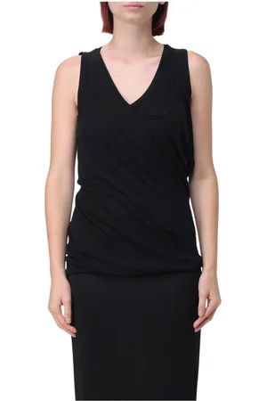 Helmut Lang Tops, Dames, Zwart, L, Grijze Gedrapeerde Tanktop