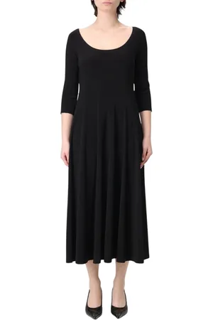 Norma Kamali Kleedjes, Dames, Zwart, XS, Spandex, Zwarte A-Lijn Midi Jurk