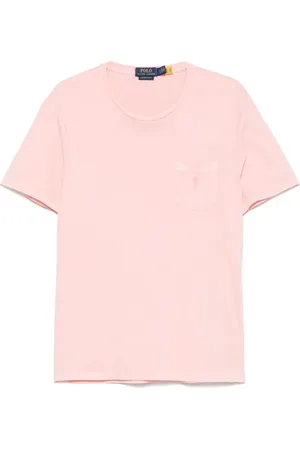 Ralph Lauren Tops, Heren, Roze, M, Zalmroze Crew Neck T-shirts