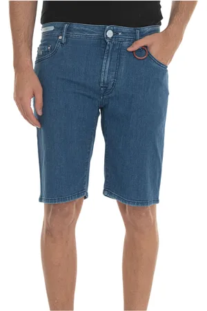 sartoria tramarossa Korte broeken, Heren, Blauw, W34, Denim, Aanpasbare Denim Bermuda Shorts