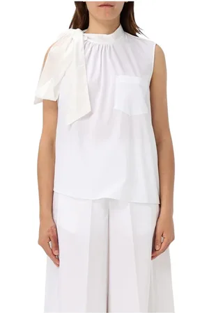 MEIMEIJ Tops, Dames, Wit, XS, Katoen, Witte Poplin High Neck Top