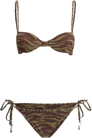 The Attico Badkleding, Dames, Veelkleurig, M, Dierenprint Bikini Badpak