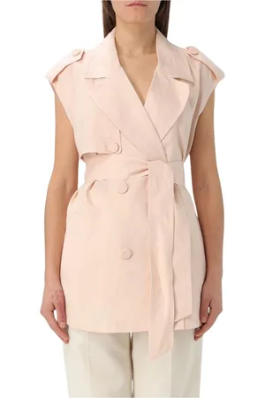 Armani Exchange Jassen, Dames, Roze, S, Linnen, Roze Mouwloos Vest, Elegante Stijl