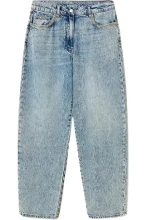 Twin-Set Jeans, Dames, Blauw, W28, Denim, Denim strass barrel jeans voor vrouwen