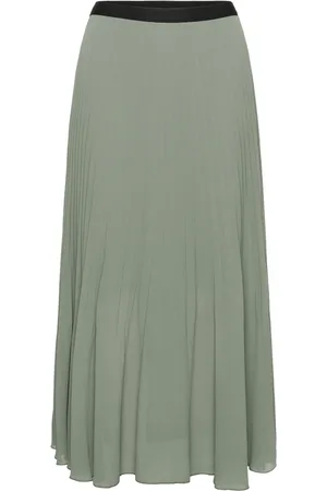 INWEAR Rokken, Dames, Groen, L, Polyester, Geplooide Midi Rok