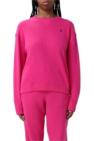 Ralph Lauren Sweatshirts & Hoodies, Dames, Roze, M, Katoen, Klassieke Witte Crew Neck Sweatshirt