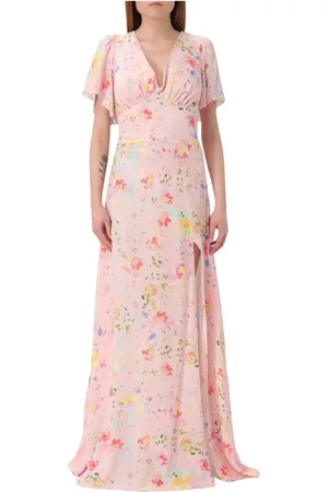 Mar De Margaritas Kleedjes, Dames, Roze, S, Elegante Bloemen Maxi Jurk Been Split
