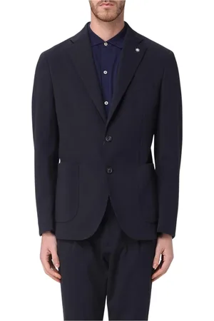 Manuel Ritz Pakken, Heren, Blauw, XL, Leer, Blauwe Getailleerde Blazer voor Mannen