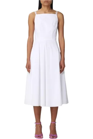 THEORY Kleedjes, Dames, Wit, S, Katoen, Witte Mouwloze Midi Jurk