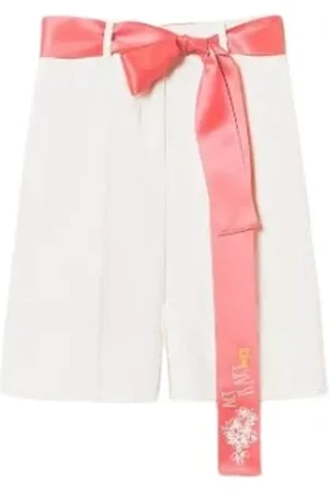 Twin-Set Korte broeken, Dames, Wit, 2Xs, Katoen, Katoenen Bermuda Shorts voor vrouwen