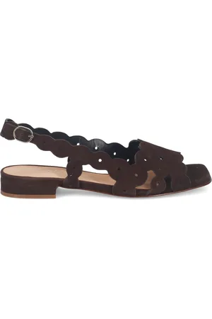 SANGIORGIO Schoenen, Dames, Bruin, 37 EU, Suède, Bruine Suède Sandalen