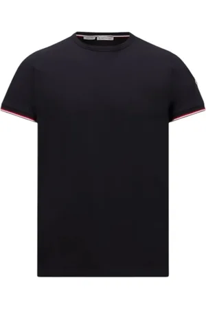 Moncler Tops, Heren, Blauw, 2Xl, Katoen, Tricolor Katoenen T-Shirt Navy