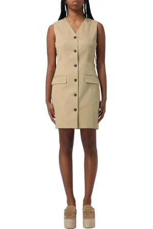 THEORY Kleedjes, Dames, , M, Zwarte Knoop-Front Mini Jurk