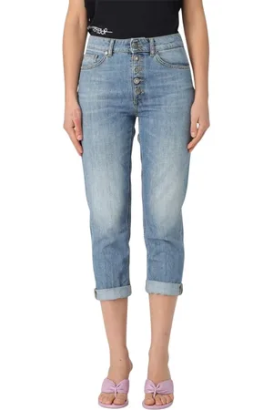 Dondup Jeans, Dames, Blauw, W24, Blauwe Cuffed Button Fly Jeans