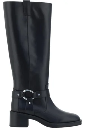 Stuart Weitzman Schoenen, Dames, Zwart, 37 EU, Leer, Zwarte Highland Laarzen Ringdetail