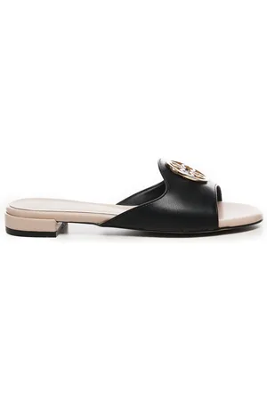 V°73 Schoenen, Dames, Zwart, 38 EU, Zwarte Leren Open Teen Sandalen