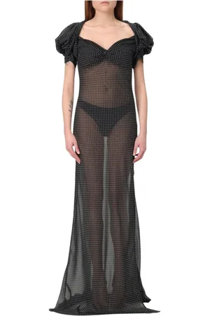 Mar De Margaritas Kleedjes, Dames, Zwart, S, Polka Dot Maxi Jurk