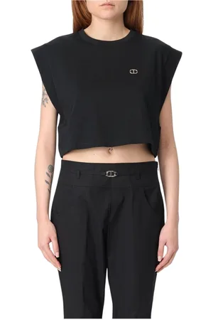 Twin-Set Tops, Dames, Zwart, XS, Elegante Zwarte Top