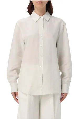Calvin Klein Blouses & Shirts, Dames, Wit, S, Witte Klassieke Shirt met Moderne Twist