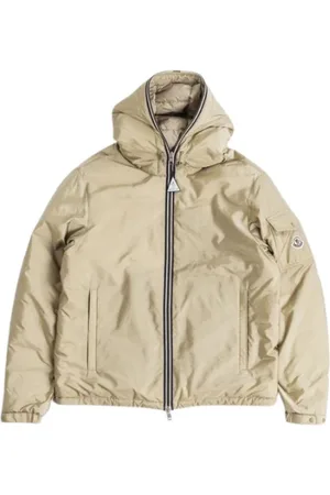 Moncler Jassen, Heren, , L, Nylon, Donsjack met Gestreepte Afwerking