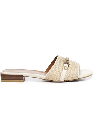 V°73 Schoenen, Dames, , 39 EU, Geweven Textuur Leren Sandalen Off-White