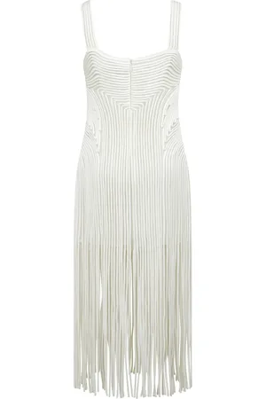 Simkhai Kleedjes, Dames, , S, Minijurk met rafelige zoom en soutache-borduursel