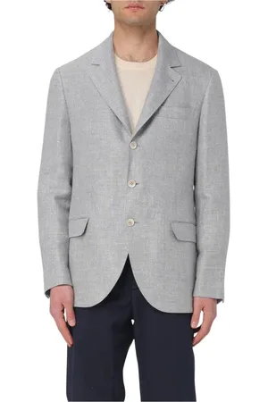 Brunello Cucinelli Jassen, Heren, Grijs, 3Xl, Linnen, Stijlvolle Grijze Blazer voor Mannen