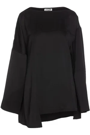 Jil Sander Blouses & Shirts, Dames, Zwart, S, Zijden Mix Asymmetrische Blouse Vrouwen