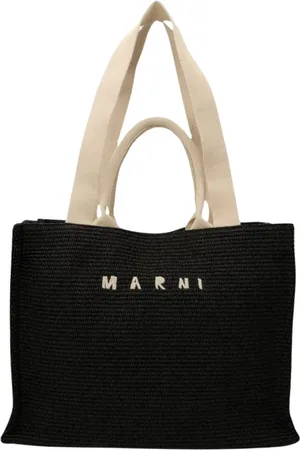 Marni Tassen, Dames, Zwart, ONE Size, Stijlvolle Raffia Tote Tas