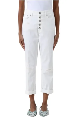 Dondup Jeans, Dames, Wit, W30, Katoen, Witte Distressed Jeans voor Vrouwen