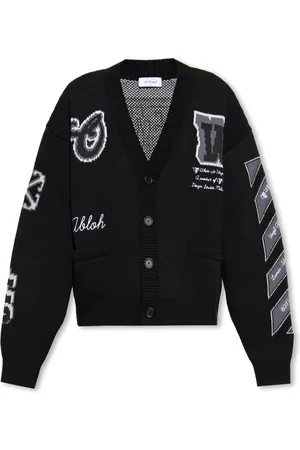 OFF-WHITE Truien, Heren, Zwart, L, Katoen, Cardigan met logo