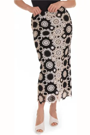 pennyblack Rokken, Dames, Veelkleurig, S, Katoen, Lange Macramè Kant Rok