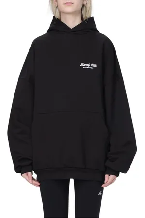 Balenciaga Sweatshirts & Hoodies, Dames, Zwart, M, Katoen, Roze oversized hoodie voor vrouwen
