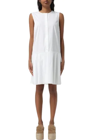THEORY Kleedjes, Dames, Wit, M, Katoen, Witte Mouwloze Shift Jurk