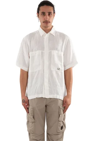 C.P. Company Overhemden, Heren, Wit, XL, Linnen, Boxy Linnen Shirt