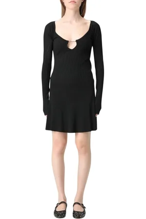 Jacquemus Kleedjes, Dames, Zwart, 2Xs, Zwarte Geribbelde Gebreide Mini Jurk