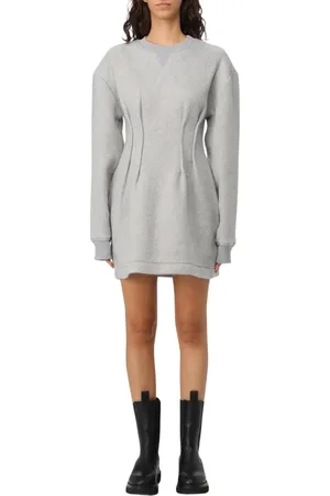 J.W.Anderson Kleedjes, Dames, Grijs, S, Wol, Grijze Sweater Jurk met Strakke Taille
