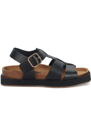 Paloma Barceló Schoenen, Dames, Zwart, 36 EU, Leer, Zwarte leren damessandalen Lente-Zomer 2025