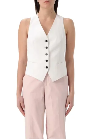 TAGLIATORE Jassen, Dames, Wit, M, Mouwloos V-hals knoopvest