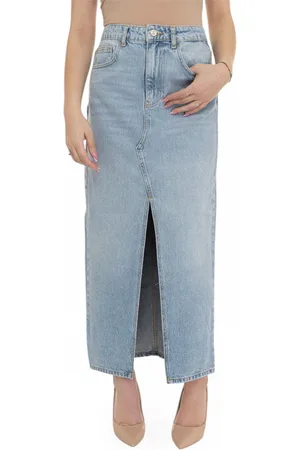 Liu Jo Rokken, Dames, Blauw, W27, Denim, Hoge Taille Denim Rok met Voor Split