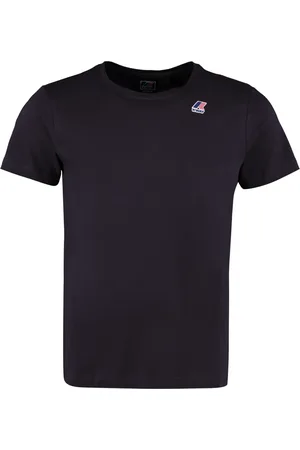 K-Way Tops, Heren, Blauw, L, Katoen, Katoenen T-shirt met Logoprint