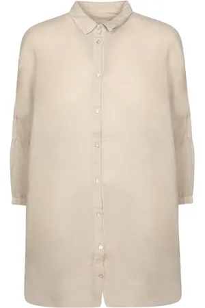 120% Lino Blouses & Shirts, Dames, , L, Linnen, Elegante Linnen Overhemd, Klassieke Stijl