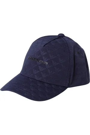 Emporio Armani Accessoires, Heren, Blauw, ONE Size, Zwarte Logo Baseball Cap