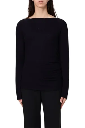 Max Mara Tops, Dames, Zwart, M, Elegante Zwarte Boothals Top